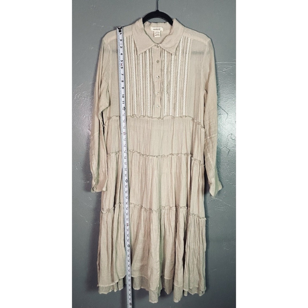 Sundance Enchanted Days pintuck tiered midi dress L 100% Cotton Cottage Core - Picture 8 of 14
